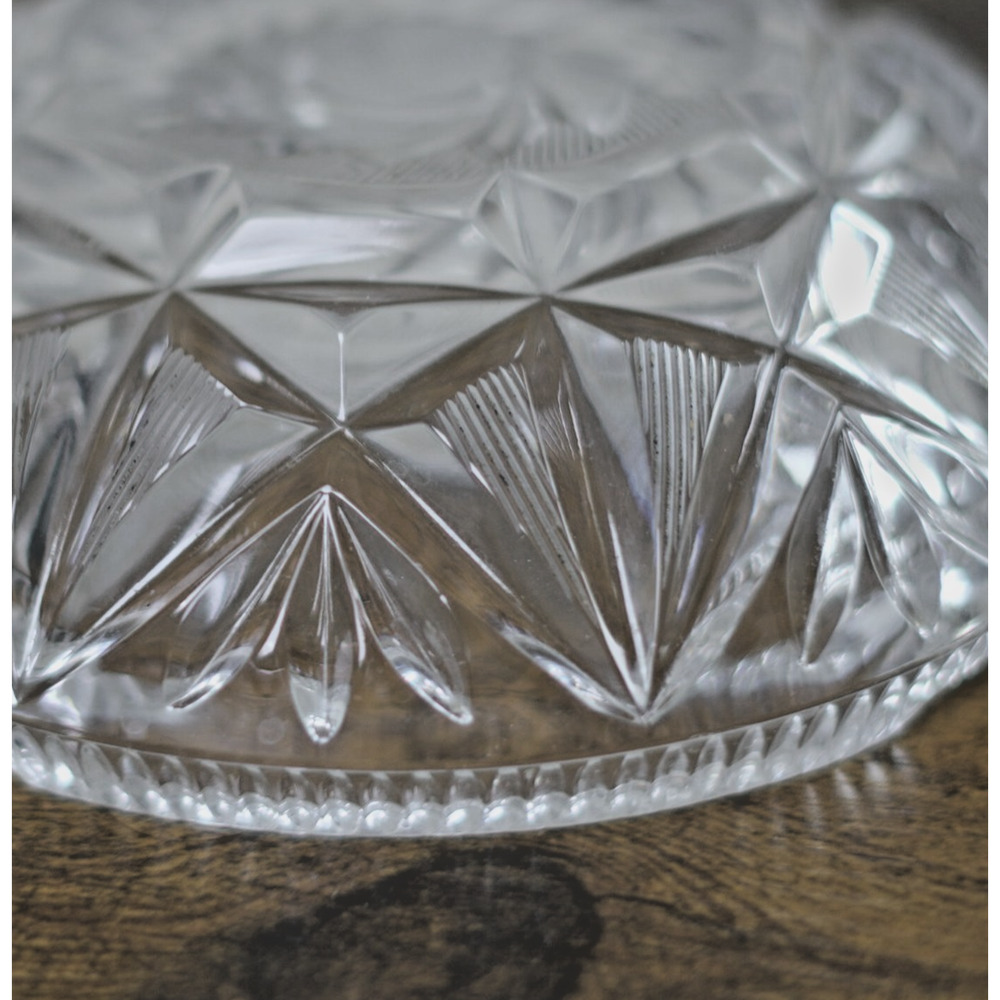 VTG Czech Bohemian Crystal Ashtray 5.5" Heavy Cut Glass Gift for Him Collectible - Picture 8 of 13